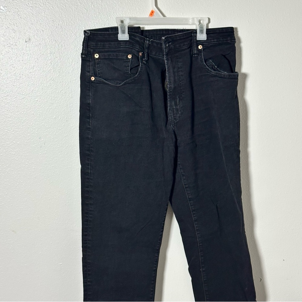 American Eagle Men's Original Straight Denim Airflex Black Jeans size‎ 38x30 - Picture 2 of 7